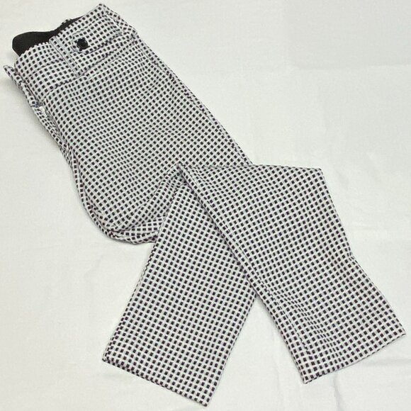 Candie's Marilyn Wide Waistband Stretch Check Skinny Ankle Pants Black & White 7 - Picture 8 of 13
